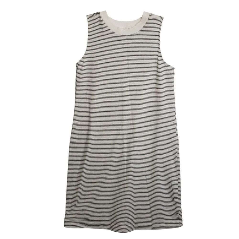a new day Women's Small Summer Striped Sleeveless Mini Dress, Crew Neck